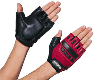 OccuNomix Size S (6-7) Cowhide Anti-Vibration/Impact Protection Work Gloves For General Purpose, Uncoated, Hook & Loop Cuff, Half Fingered, Black/Red, Paired 425-032 - 88117650