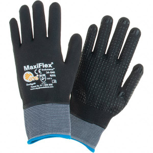 PIP Size XS (6) Nitrile Coated Nylon General Protection Work Gloves For General Purpose, Palm & Fingers Coated, Knit Wrist Cuff, Full Fingered, Black/Gray, Paired 34-846/XS - 84492347