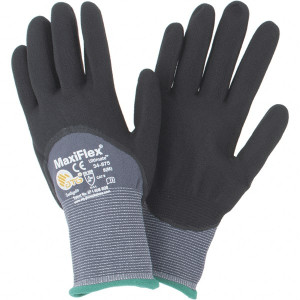 PIP Size M Nitrile Coated Polyethylene Blend General Protection Work Gloves For General Purpose, Palm & Fingers Coated, Slip-On Cuff, Full Fingered, Black/Gray, Paired 34-875/M - 87310207