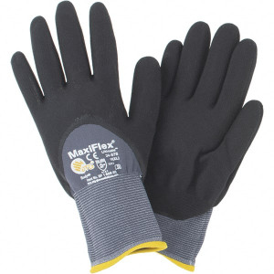 PIP Size XL Nitrile Coated Nylon/Lycra General Protection Work Gloves For General Purpose, Palm & Fingers Coated, Slip-On Cuff, Full Fingered, Black/Gray, Paired 34-875/XL - 87310223