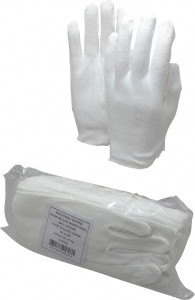 PRO-SAFE 12 Pairs Cotton General Protection Work Gloves For Inspection, Uncoated, Slip-On Cuff, Full Fingered, White, Paired 97-541 - 00254599