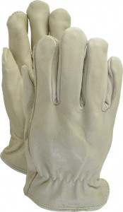 PRO-SAFE Size M (8) Grain Cowhide General Protection Work Gloves For Work & Driver, Uncoated, Slip-On Cuff, Full Fingered, Natural, Paired 68-165/M - 08402497