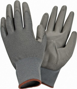 PRO-SAFE Size L (9) Polyurethane Coated Nylon General Protection Work Gloves For General Purpose, Palm & Fingers Coated, Knit Wrist Cuff, Full Fingered, Gray, Paired 27114 - 70347018