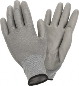 PRO-SAFE Size XL (10) Polyurethane Coated Nylon General Protection Work Gloves For General Purpose, Palm & Fingers Coated, Knit Wrist Cuff, Full Fingered, Gray, Paired 27115 - 70347042