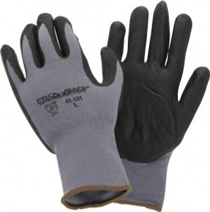 PRO-SAFE Size L (9) Nitrile Coated Nylon General Protection Work Gloves For General Purpose, Palm & Fingers Coated, Knit Wrist Cuff, Full Fingered, Black/Gray, Paired 45-101-L - 70347596