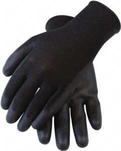 PRO-SAFE Size XL (10) Polyurethane General Protection Work Gloves For General Purpose, Palm & Fingers Coated, Knit Wrist Cuff, Black, Paired 47461 - 77624401