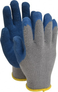 PRO-SAFE Size XS (6) Latex Coated Cotton Blend General Protection Work Gloves For General Purpose, Palm & Fingers Coated, Knit Wrist Cuff, Full Fingered, Gray with Blue, Paired 39-C1305/XS - 84492180