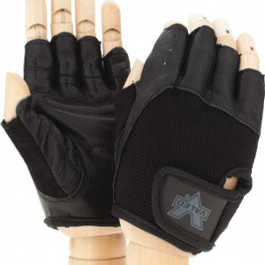 Valeo Size M (8-9) Goatskin General Protection Work Gloves For Mechanics & Lifting, Uncoated, Hook & Loop Cuff, Fingerless, Black, Paired VA5149ME - 00250282