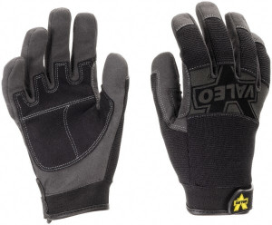 Valeo Size L (9-10) Synthetic Leather General Protection Work Gloves For Mechanics & Lifting, Uncoated, Hook & Loop Cuff, Full Fingered, Black, Paired VI3731LG - 07431976