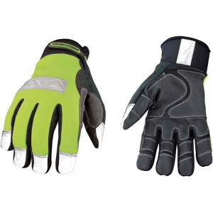 Youngstown Glove Size S (7) 3M Scotchlite/Synthetic Leather/Microfleece Waterproof, Windproof & Cold & Heat Protection High Visibility Work Gloves For General Purpose, Uncoated, Hook & Loop Cuff, Full Fingered 08-3710-10-S - 66803305