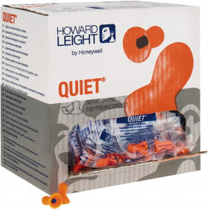 Howard Leight 100 Pairs Reusable, Corded, 26 dB, Taper Flare Earplugs Orange, 100 Pairs QD30 - 09798158