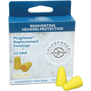 Plugfones 5 1-Pack Pairs Reusable 23 dB Yellow Earplugs with Audio ANSI S3.19-1974 PRP-FY10 - 31656382