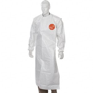 DuPont Pack of (12), 12 mil Thick Disposable & Chemical Resistant Aprons 52"ELAS WAIST 12/PK TYCHEM4000 SLEEVED APRON SL278BWH0000120 - 56907801