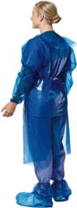 PolyConversions Pack of (50) 4 mil Thick Chemical Resistant Coat Aprons Polyolefin, Blue 42550 - 53807590