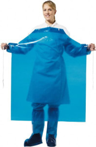 PolyConversions Pack of (100) 35" Wide x 45" Long x 4 mil Thick Chemical Resistant Bib Aprons Polyolefin, Blue, Waterproof, Resists Chemicals, Fats, Oils, Dry Particles, Liquid Splashes 45400 - 53868139