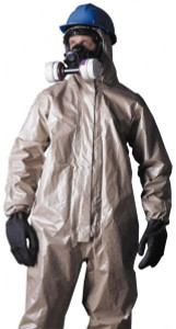 DuPont 6 Qty 1 Pack Size XL Hazmat Chemical Resistant Coveralls Tan, Zipper Closure, Elastic Cuffs, Open Ankles, Taped Seams C3122TTNXL00060 - 07372014