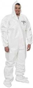 DuPont 12 Qty 1 Pack Size 2XL Saranex Chemical Resistant Coveralls White, Zipper Closure, Elastic Cuffs, Open Ankles, Bound Seams SL122BWH2X00120 - 07372519