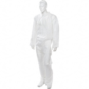 Precise Size L Polypropylene General Purpose Coveralls White, Zipper Closure, Open Cuffs, Open Ankles 5502L - 61832846