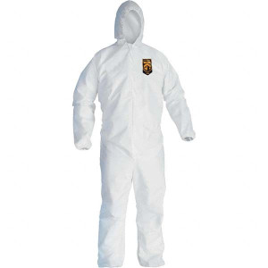 KleenGuard Pack of 25 Size S Film Laminate General Purpose Coveralls White, Zipper Closure, Elastic Cuffs, Elastic Ankles, Serged Seams 41503 - 44629608