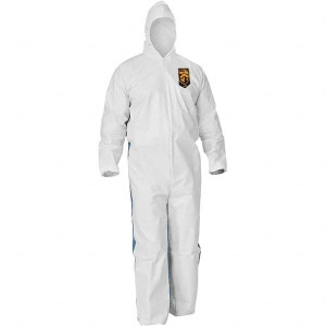 KleenGuard Pack of 25 Size L SMS General Purpose Coveralls Blue, Zipper Closure, Elastic Cuffs, Elastic Ankles, Serged Seams 37591 - 46813101