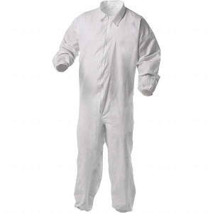 KleenGuard 25-Pack Size XL Film Laminate General Purpose Coveralls White, Zipper Closure, Elastic Cuffs, Elastic Ankles, Serged Seams 38929 - 70697115