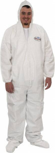 KleenGuard 25 Qty 1 Pack Size 3XL Film Laminate Chemical Resistant Coveralls White, Zipper Closure, Open Cuffs, Open Ankles 44336 - 93894434