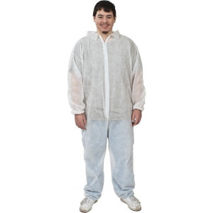 PRO-SAFE 25 Qty 1 Pack Size XL Polypropylene General Purpose Coveralls White, Zipper Closure, Elastic Cuffs, Elastic Ankles, Serged Seams, ISO Class 7 KM-NW-E-XL - 71897011