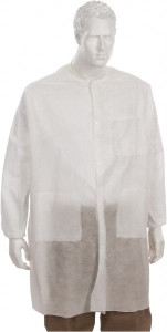 PRO-SAFE Pack of (30) Size S White Lab Coats with 3 Pockets Polypropylene, Hook & Loop Front, Elastic Cuffs KM-LC3-WK-SMS-S - 73708604