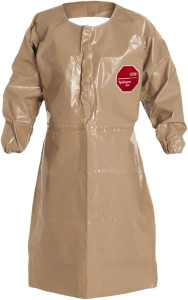 DuPont Pack of (6), Size 4XL, 44" Long, Coat Aprons Tychem CPF 3, 18 oz, Tan C3275TTN4X00060 - 59897520