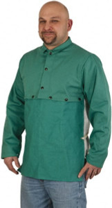 PRO-SAFE Size 2XL, 50-52" Chest, Cape Sleeves & Bib Cotton, 9 oz, Green WELD-BC-2XL - 42649665