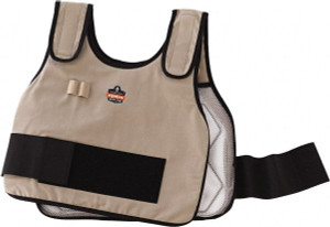 Ergodyne Size S/M, Khaki Cooling Vest 32 to 40" Chest, Hook & Loop Front, PVC, Cotton 12000 - 31826936