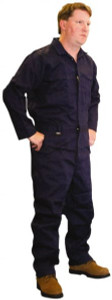 Stanco Safety Products Size L Navy Blue HRC 2 Flame Resistant/Retardant Coveralls 42 to 44" Chest, Indura, 7 Pockets, Zipper Closure, Snap Cuffs, Straight Ankles FRI-681NB-L - 03747284