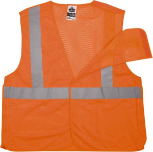 Ergodyne Size L/XL Orange Mesh Breakaway High Visibility Vest 44 to 52" Chest, Polyester, Hook & Loop Closure, 1 Pocket, ANSI/ISEA 107 21065 - 32730368