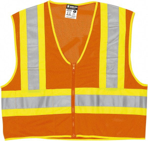 MCR Safety Size M Flame Resistant/Retardant Orange General Purpose High Visibility Vest 24" Chest, Polyester, Non-Conductive Zipper Closure, 2 Pockets, ANSI 107-2015 WCCL2OFRM - 43828870