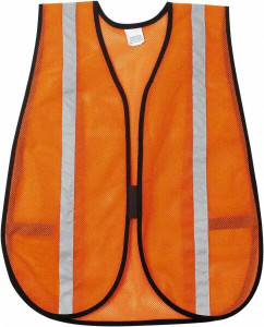 MCR Safety One Size Fits Most Orange Mesh General Purpose High Visibility Vest 18" Chest, Polyester, Hook & Loop Closure V211SR - 43835313