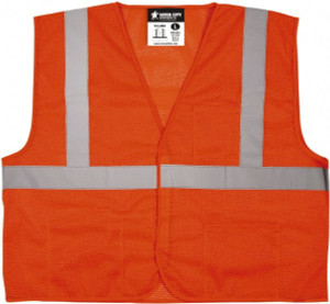 MCR Safety Size L Orange Mesh General Purpose High Visibility Vest 24.4" Chest, Polyester, Hook & Loop Closure, 3 Pockets, ANSI 107-2015 VCL2MOFRL - 44606937