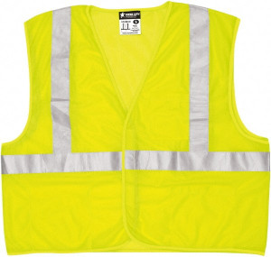 MCR Safety Size L Flame Resistant/Retardant Lime Mesh General Purpose High Visibility Vest 24.4" Chest, Polyester, Hook & Loop Closure, 3 Pockets VCL2MLFRL - 44607018