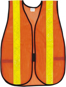 MCR Safety One Size Fits Most Orange General Purpose High Visibility Vest Nylon, Hook & Loop Closure V231R - 82618703