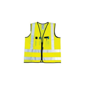OccuNomix Size 2XL Yellow Solid Surveyors High Visibility Vest 48 to 50" Chest, Polyester, Zipper Closure, 12 Pockets, ANSI 107-2015 LUX-SSFS-Y2X - 05377239