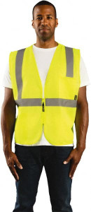 OccuNomix Size XL Yellow Solid General Purpose High Visibility Vest 44 to 46" Chest, Polyester, Zipper Closure, 2 Pockets, ANSI 107-2015 ECO-ISZ-YXL - 39099429
