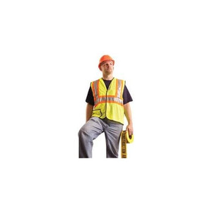 OccuNomix Size XL Yellow Mesh General Purpose High Visibility Vest 44 to 46" Chest, Polyester, Hook & Loop Closure, 2 Pockets, ANSI 107-2015 LUX-SSCOOL2-YXL - 66022377