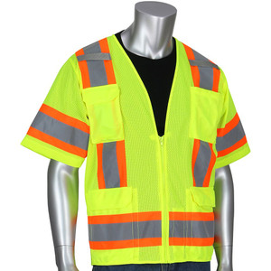 PIP High Visibility Vests, Vest Style: Surveyors, Vest Type: Hi Visibility, Front Closure: Zipper, Material: Polyester, Material Composition: Mesh, Color: Yellow 303-0500M-LY/XL - 48921639