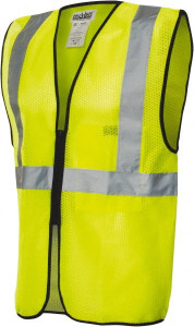 PRO-SAFE Size L/XL Yellow Mesh General Purpose High Visibility Vest 50" Chest, Polyester, Zipper Closure, 1 Pocket, ANSI/ISEA 107-2015 PS-MSH3Z-YLXL - 76324185