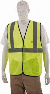 PRO-SAFE Size 2X/3XL Yellow Mesh General Purpose High Visibility Vest 55 to 59" Chest, Polyester, Hook & Loop Closure, 1 Pocket, ANSI/ISEA 107-2015 PS-MSH1-Y23X - 87041182