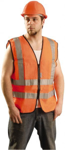 PRO-SAFE Size 3XL Orange Solid Surveyors High Visibility Vest 49 to 52" Chest, Polyester, Zipper Closure, 12 Pockets, ANSI/ISEA 107-2015 PS-ZPSRV-O3XL - 87041398