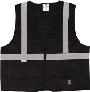Viking Outerwear Size S/M Black Solid Public Safety High Visibility Vest 37 to 39" Chest, Polyester, Zipper Closure, 2 Pockets, ANSI 107-2015 Type R Class 2 U6109BK-S/M - 30955421