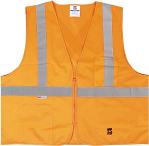 Viking Outerwear Size L/XL Orange Solid Public Safety High Visibility Vest 43 to 46" Chest, Polyester, Zipper Closure, 2 Pockets, ANSI 107-2015 Type R Class 2 U6109O-L/XL - 30955579