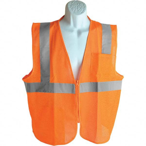 Walkers High Visibility Vests, Vest Style: Public Safety, Vest Type: Hi Visibility, Front Closure: Zipper, Material: Polyester Blend, Material Composition: Mesh, Color: HI-Vis Orange SF-VSC-ZIP-LGOR - 94696036