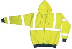 OccuNomix Size L Yellow General Purpose & High Visibility Sweatshirt 39-43" Chest, Polyester, Zipper Closure, 2 Pockets, ANSI 107 2004 LUX-SWT3HZ-YL - 08235608