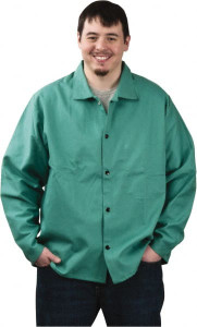 PRO-SAFE Size 2XL Green Flame Resistant/Retardant Jacket 50-52" Chest, Cotton, Snaps Closure WELD-JK-A1-2XL - 42649475